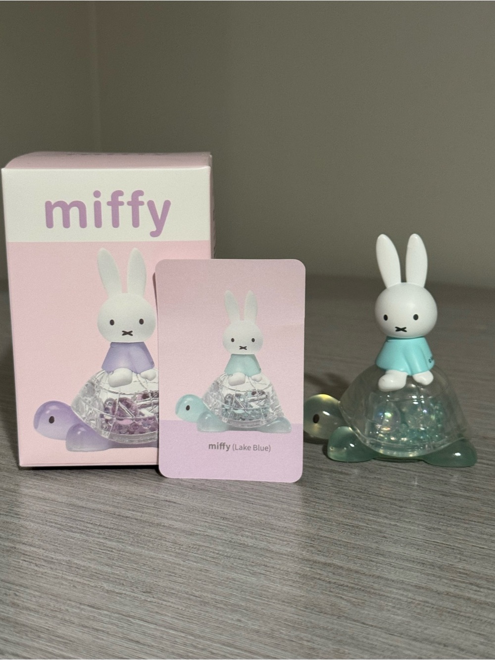 Miffy White Bunny on Translucent Blue Turtle Figure